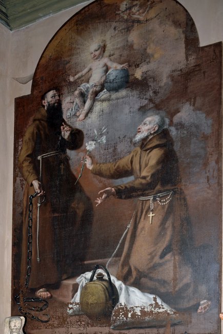 Acceglio, Museo: pala con S. Bernardo di Mentone proveniente dal convento di S. Francesco